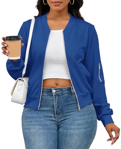 PerZeal Womens Jackets Trendy Long Sleeve Lightweight Casual Coat Full Zip up Fall Winter with Pockets Blue XX-Large