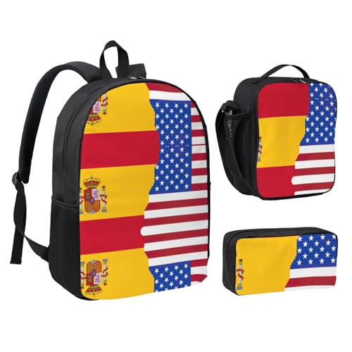 Mochila escolar ligera de 3 piezas en color negro con estuche escolar y lonchera integrada 2