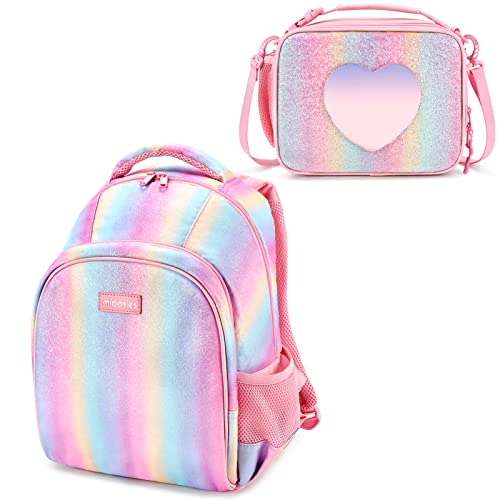 Mibasies Rainbow Backpack With Lunch Box For Girls cover
