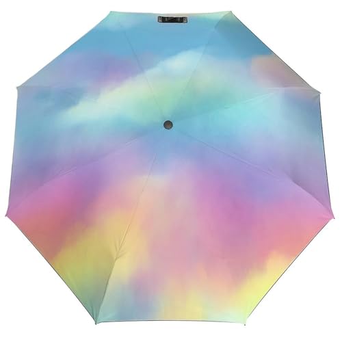 Parapluie pliant arc-en-ciel dégradé coloré 3 plis pour femme et homme