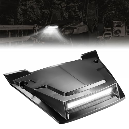 KEMIMOTO Sport Hood Scoop with LED Compatible with Pioneer 700 2P 4P 2014-2025, LED Spot Light Sleek Mesh Ventilation PP Material Impact Resistant 700-2 700-4 Front Light Hood Accessories