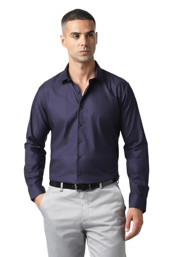 Image of Van Heusen Formal Slim Fit Shirt for Men | Solid | High Stretch Cotton Lycra | Full Sleeves | Ease of Movement