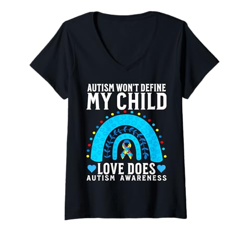 Donna Autism Mom Dad Family Autism Awareness Support Gifts Parents Maglietta con Collo a V