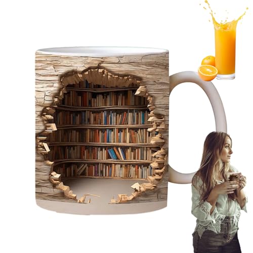 Mug bibliothèque trou en céramique novelty de 350ml pour lectrices - 7