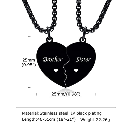 Xuanpai Brother And Sister Heart Matching Necklace Set For 2 - Gifts For Big Brother From Lillte Sister - Big Sister To Little Brother Graduation Back To School Birthday Jewelry #TOP6