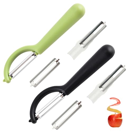 2 Stück P-Sparschäler für Tupper mit 4 Ersatzklingen Schäler für Tupperware Ersatzteile Kartoffelschäler für Spargelschäler Edelstahl Ersatzklinge für Gemüseschäler Schälmesser Orangenschäler Peeler