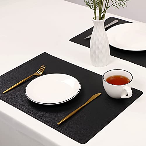 image for Jovono Set of 6 Faux Leather Placemats, PU Table Mats, Waterproof, Sta