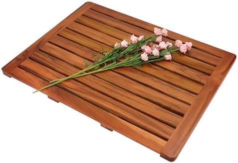 Utoplike (24"x18") Teak Wood Bath Mat, Shower Mats for Bathroom L...