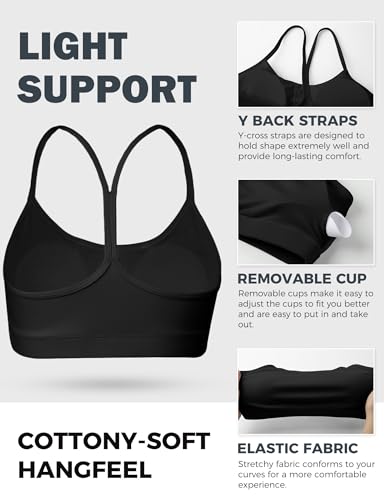 Buauty Y Back Sports Bra for Women, Low Impact Padded Racerback Spaghetti Strap Bras, Womens Workout Yoga Gym Tops4