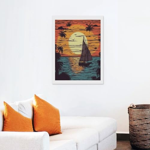 Kit de pintura de diamantes VstaDank para decorar tu sala de estar con un velero 7