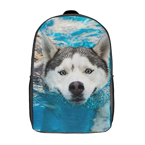 Sac d'école mixte Husky pour enfants et adolescents, sac à dos léger imprimé en 3D 17 pouces