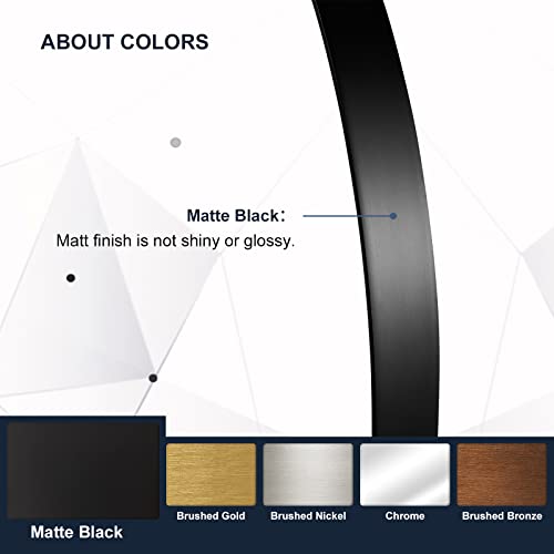 Image of ANDY STAR Round Wall Mirror, 26 inch Black Round Mirror Metal Framed, Modern Metal Frame Bathroom Vanity Mirror (Matte Black Finish)