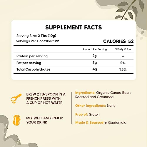 Yogi Super Foods Ceremonial Grade Cacao Drinking Chocolate, Cacao Coffee Alternative Caffeine Free - Organic Unsweetened Cacao Drink, Coffee Substitute Gluten Free - Thumbnail 2