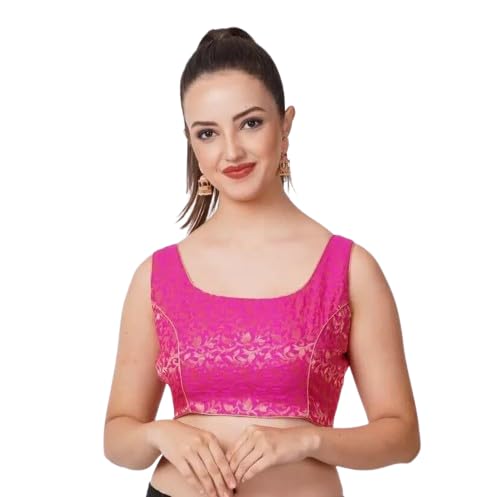 Women's Readymade Blouse Sweetheart Brocade Sleeveless || Stretchable Stylish Comfortable Blouses || Neck Style U-Neck Gifts Special, Family Functions Gift for Womens & Girls.