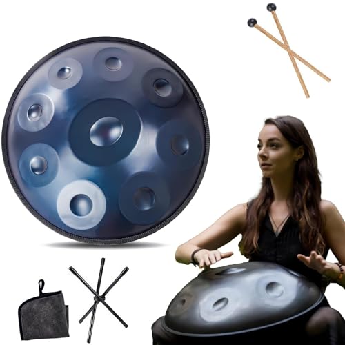 D�}�C�i�[�E�n���h�p���y�� - 432Hz/440Hz�i9��/10��/12���j�A22�C���`�E�X�`�[���^���O�h�����A�n���h�p���E�h�����Z�b�g�i��p�X�^���h�t���j�A�T�E���h�q�[�����O�p(Blue,440HZ/9Note)