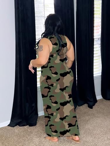 Image of YeGine Women Plus Size Sleeveless Bodycon Maxi Dresses Sexy Slim Tank Dresses