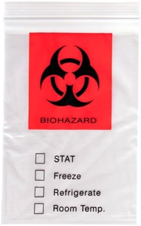 8" x 10" 2 Mil Biohazard Specimen Bags