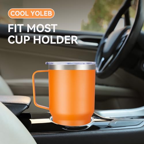 Image of 30 oz Stainless Steel Tumblers Bulk with Handle and Lid, 4 Pack | Powder Coated, Double Wall Vacuum Insulated, Leak Proof Lid, Keep Drinks Cold and Hot, for office, party, camping, Orange