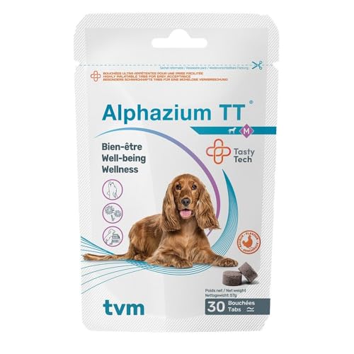 TVM Alphazium TT | 30 Pezzi | Taglia M - per Cani di Taglia Media | Alimento complementare per Cani e Gatti stressati | per situazioni eccezionali Come Le Visite veterinarie