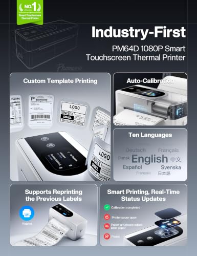 Image of Phomemo PM64D Shipping Label Printer & 500 Pcs Labels