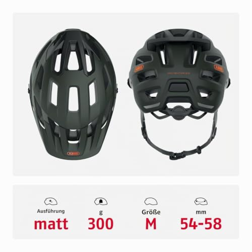 ABUS MTB-Helm Moventor 2.0 - komfortabler Fahrradhelm fürs Gelände - All-Mountain-Helm - für Damen und Herren - Grün Matt, M – Ansicht 3