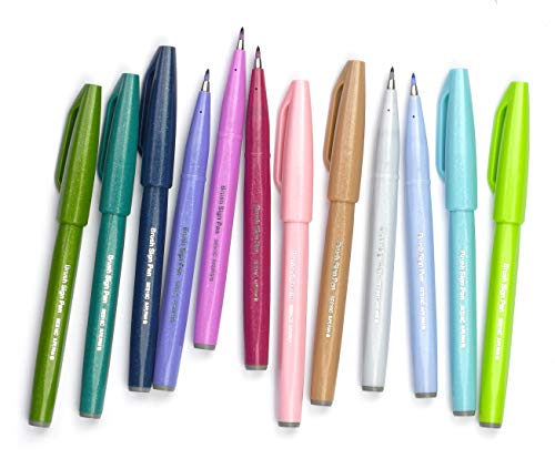 Pentel Brush Sign Pen Pastel Colors Ses15C - Brush Nib - Fibre Tip #TOP2