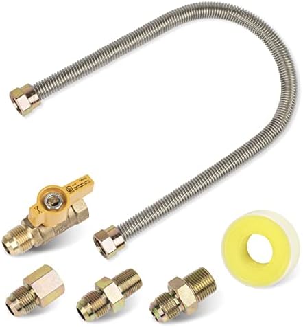Usamate F271239 One-Stop Universal Gas-Appliance Hook- Up Kit for Garage Heaters, Gas Stoves, Wall Mounted Heaters, Gas Fireplace and Gas Dryer (6 PCS), Silver
