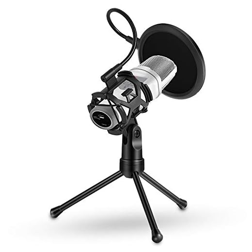 Foldable Microphone Tripod Stand Desktop Mic Holder Shock Mount Pop Filter for Online Broadcasting Chatting Singing