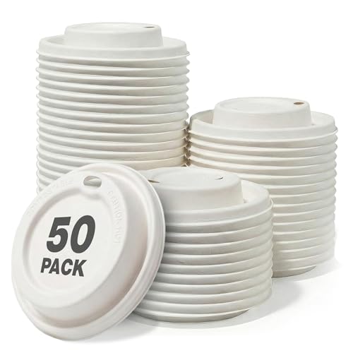 HAY! STRAWS Compostable Coffee Cup Lids 50 Pack - Bamboo