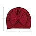 Fuguibadn Infant Baby Girls Boys Soft Turban Hat Cute Knotted Bow Headwrap Nursery Hospital Beanie Cap (D-Wine Red, ONE Size)
