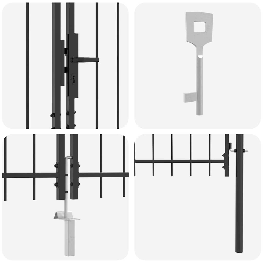 vidaXL Doppeltor mit Schloss Woerden Grau 400 x 174,5 cm Stahl, Garten- und Terrassentor, modernes U-Design, stabile Stahlkonstruktion, Schlichte Optik, sicheres Betreten, wetterfest