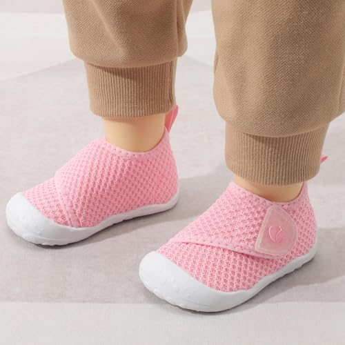 Image of FEETCITY Baby First Walking Shoes Wide Baby Shoes Infant Sneakers Newborn Crib Shoe Barefoot Lightweight Slip On Shoe