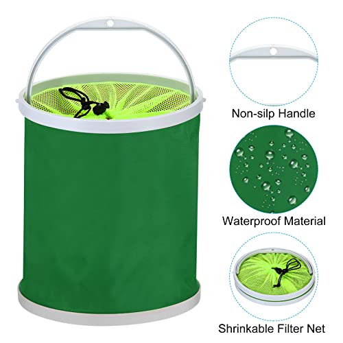 PATIKIL Collapsible Fishing Bucket, 13L (3.4 Gallons) Folding Bucket Foldable Water Container with Lanyard for Outdoor Travelling Green - Image 3