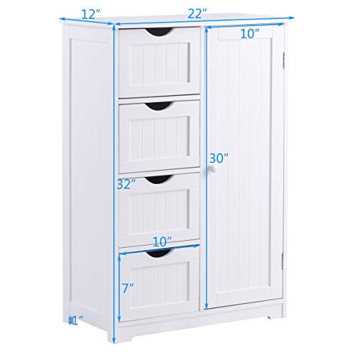 Waterjoy Storage Cabinet,Standing Wooden Cabinet With 4 Drawers Floor Cabinet And 1 Door With 2 Layers Storage Shelf,Bathroom Storage Cabinet,Entryway Cupboard, Toy Organizer Cabinet #TOP4