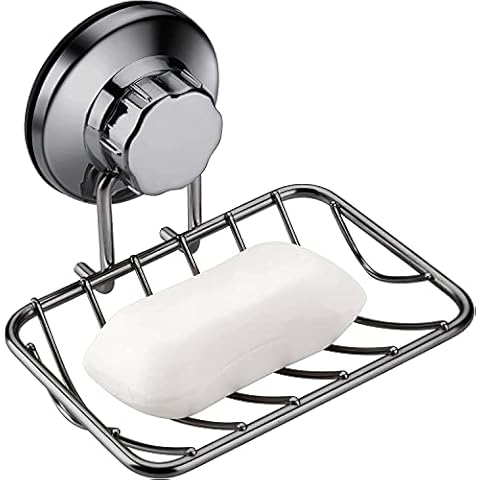 ARCCI Bar Soap Holder for Shower Wall, Stainless Steel Strong Vacuum Suction Cup Shower Soap Dish, Rustproof Wall Mouted Square Soap Sponge Holder Tray for Bathroom & Kitchen Sink, Graphite Cover