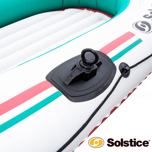 Solstice Voyager 4-Person Inflatable Fishing Boat With Dual Swivel Oar Locks And Rod -Holder, Motor Compatible 9' X 5' #TOP3