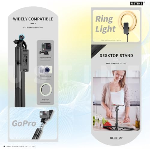 Image of Youtuber Kit | 10 inch Ring Light | Imported mic | Extra-Long MagStick X7 Selfie Stick with Large Reinforced Tripod Upto 67 inch /170 cm, BT Remote, Fb Videos, Reels,