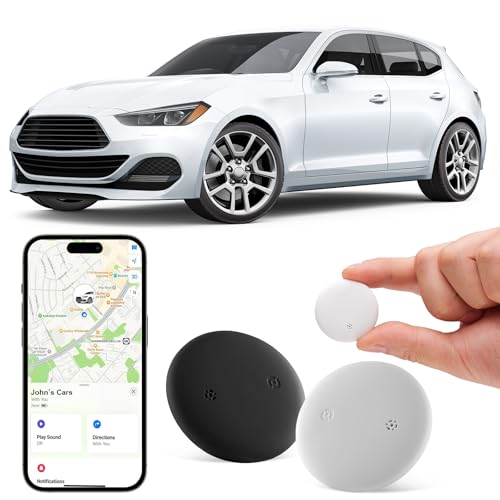 2 Pack Mini GPS Tracker for Vehicles Work with Find My (iOS Only), Real-Time Global Coverage Locator, Hidden Tracking for Person/Pets, Long Standby, No Monthly Fee/No SIM Card Required/No Subscription