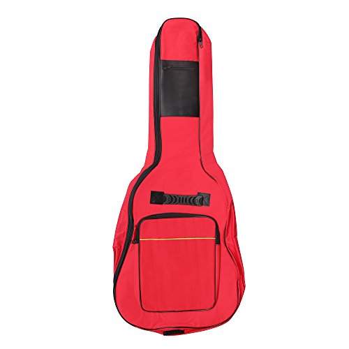 Accessotech Full Size Acoustic & Classical Guitar Padded Carrying Carry Case Bag Holder (Red)