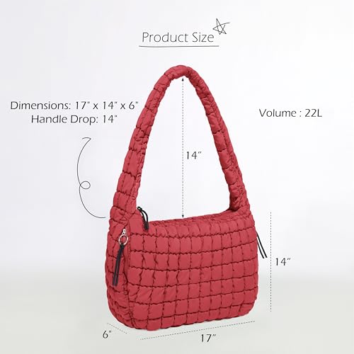 Image of ODODOS Quilted Carryall Tote Bag for Women Crossbody Hobo Lightweight Padding Shoulder Bag