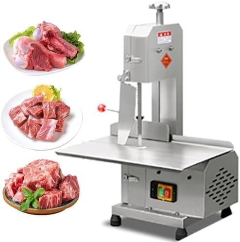 Máquina eléctrica comercial para cortar carne, sierra de cinta de mesa de acero inoxidable para carne de res y pescado, cortador de huesos de alta potencia.