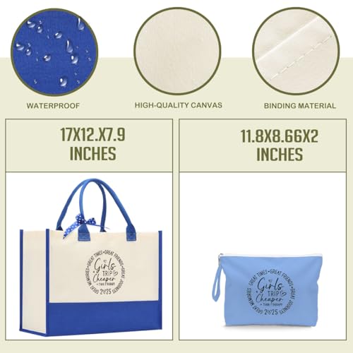 Fokongna Girls Trip 2025 For Women Friend Sister Travel Gifts Canvas Tote Bag Wet Bag for swimsuit Beach Bags Gifts2