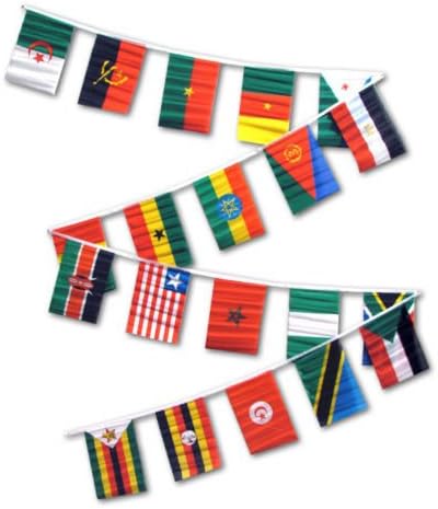 30ft String Flag Set of 20 African Country 12x18 Bunting Flag Banner Flags - Party Decorations Supplies For Parades - Prime Outside, Garden, Men Cave Decor Flag