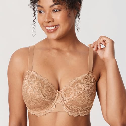Image of DELIMIRA Women's Plus Size Full Coverage Lace Underwire Unlined Bra Up to J