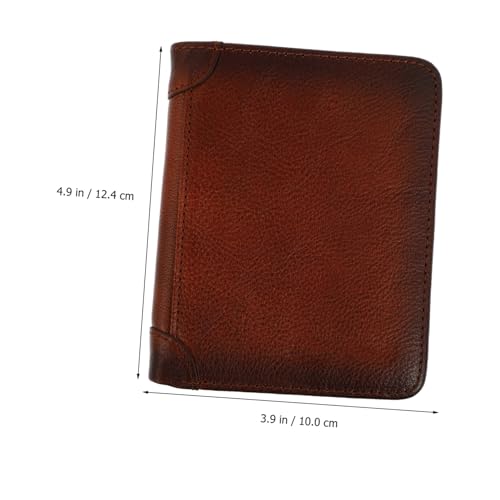 Genuine Leather Theft Wallet for Men Portable Cash Coin Storage Bag Business Card Holder Lightweight Fold Design and Wear Resistant Brown Wallet for Daily Use and Travel2