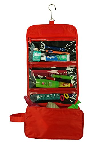 Ensign Peak Hanging Travel Bag with Toiletries Organizer and 360 degree Swivel Hook, Red