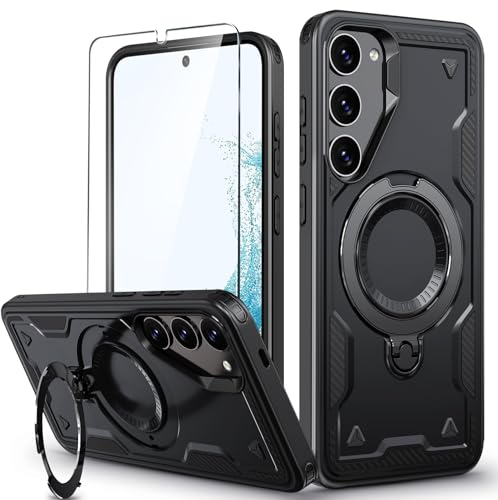 Image of for Samsung Galaxy S22 Case Magnetic with stand [Compatible with MagSafe] [with Screen Protector] Wireless Charging, Shockproof Galaxy S22 5G Case, Ring Holder Phone Cover, for Samsung S22 Phone Case