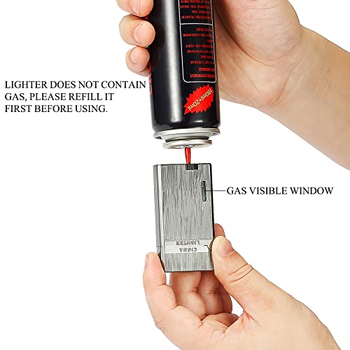 Yeuligo 2 Pack Double Flame Torch Lighter Butane Refillable,Classic Pocket Lighters With Visible Window,Adjustable Jet Torch Lighter,Butane Lighter For Men And Women,Without Butane(Brushed Grey) #TOP5