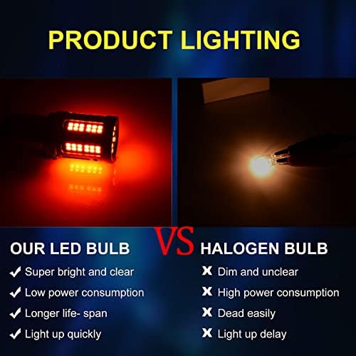 Safego 1157 BAY15D P21/5W LED Light Bulbs Canbus 2016 84SMD Super Bright Anti-stroboscopic for Car Tail Light, Brake Lights 10W 12V 800LM Red, 2PCS