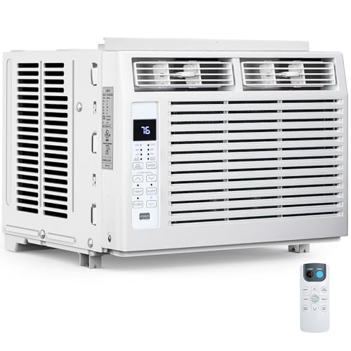 Electactic Window Air Conditioner 6,000 BTU, Window Type AC Unit with Cooling, Dry Mode, 4 Fan Speeds, 24-H Timer, Sleep Mode, Cooling for 250sq.ft Bedroom, Living Room, Office